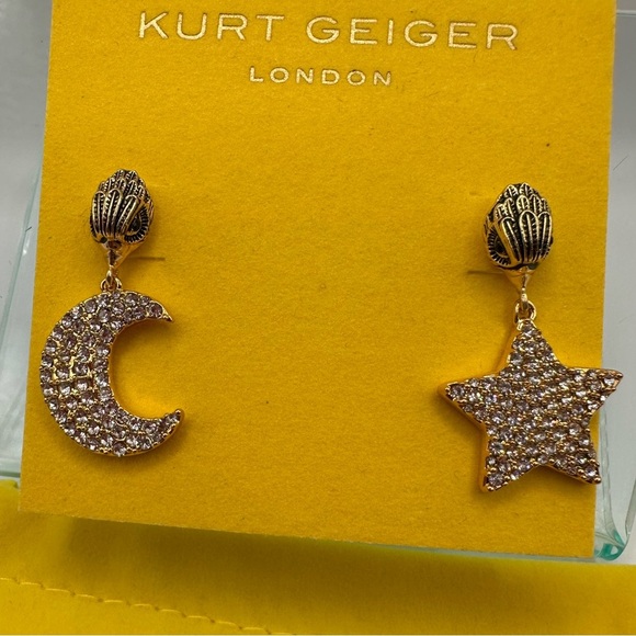 Kurt Geiger Star Moon Eagle Head earrings and Dust Bag NWT - Picture 4 of 8